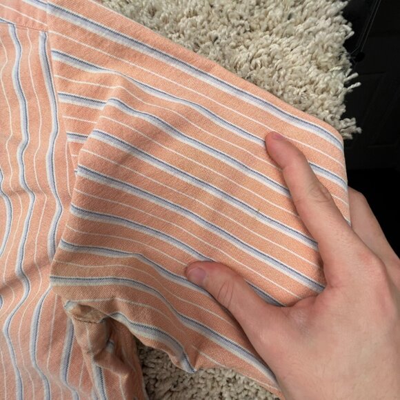 Ralph Lauren Button Up Shirt Cotton Mens Size Small Classic Fit Orange Striped - Picture 10 of 11